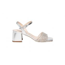 SANDALI CON TACCO NEROGIARDINI DONNA LAMINATO ARGENTO TPU PEDARA NATURALE TACCO 5CM E410260D/700