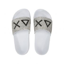 CIABATTE SUN68 DONNA FOOTWEAR ADULT SLIPPERS LOGO STRASS SLIPPERS BIANCO X35205 01