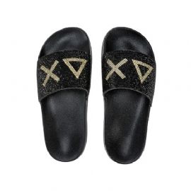 CIABATTE SUN68 DONNA FOOTWEAR ADULT SLIPPERS LOGO STRASS SLIPPERS NERO X35205 11