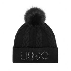 BERRETTO LIU JO DONNA BEANIE ICON PONPON NERO 2F5058 M0300 A5652