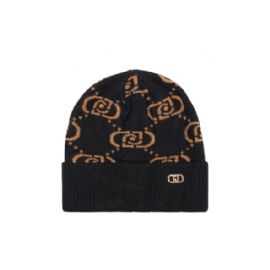 BERRETTO LIU JO DONNA BEANIE LOGO MONOGRAM NERO/CAMMELLO 2F5005 M0300 09N37